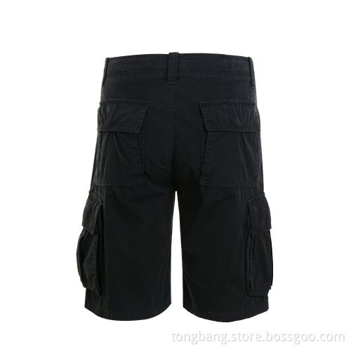 Fashion Style Knee Length Black Cotton Cargo Shorts